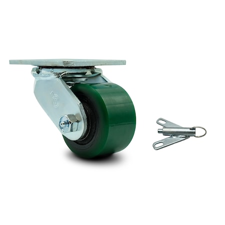 Service Caster 3.25 Inch Green Poly on Steel Swivel Caster with Ball Bearing and Swivel Lock SCC-30CS3420-PUB-GB-BSL